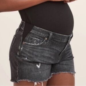 Black denim matenrity shorts